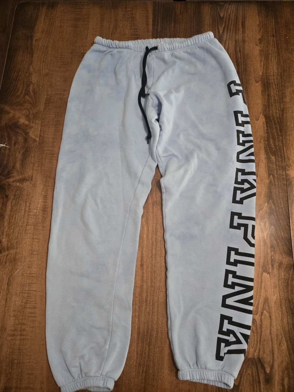 PINK Victoria's Secret Light Blue Sweatpants with Black Logo
